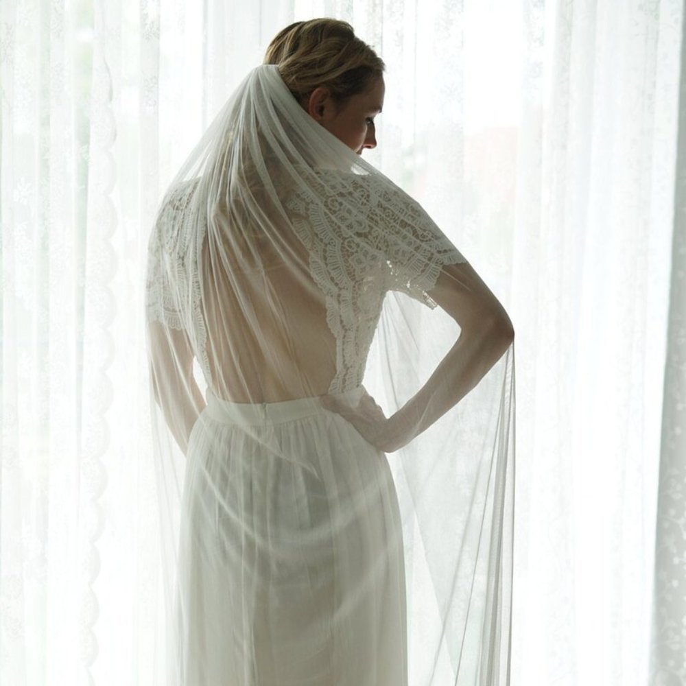 Silk Tulle Veil, Silk tulle Bridal Veil, Silk Wedding Veil, Fingertip silk veil
